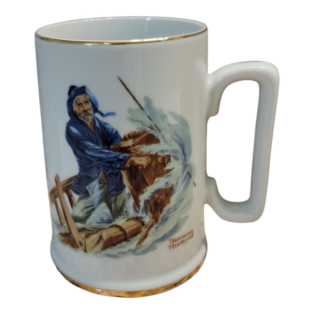 Norman Rockwell Braving The Storm 1985 Collector Ceramic Coffee Mug‎